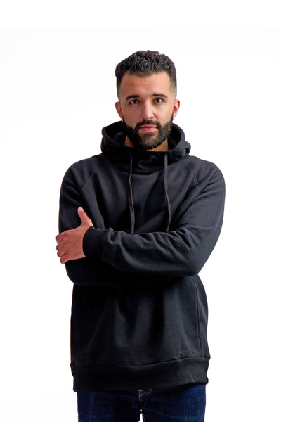 Certified organic cotton black hoodie