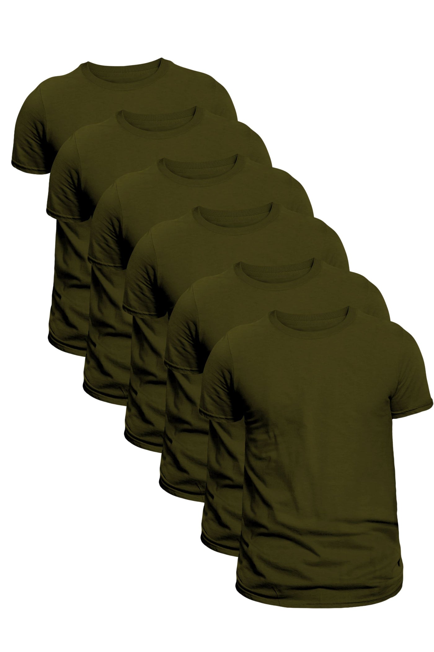 6-Pack Unisex Short Sleeve Olive T-Shirts | Sustainable Everyday Classic Fit