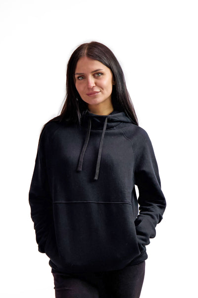unisex relaxed fit cotton hoodie black