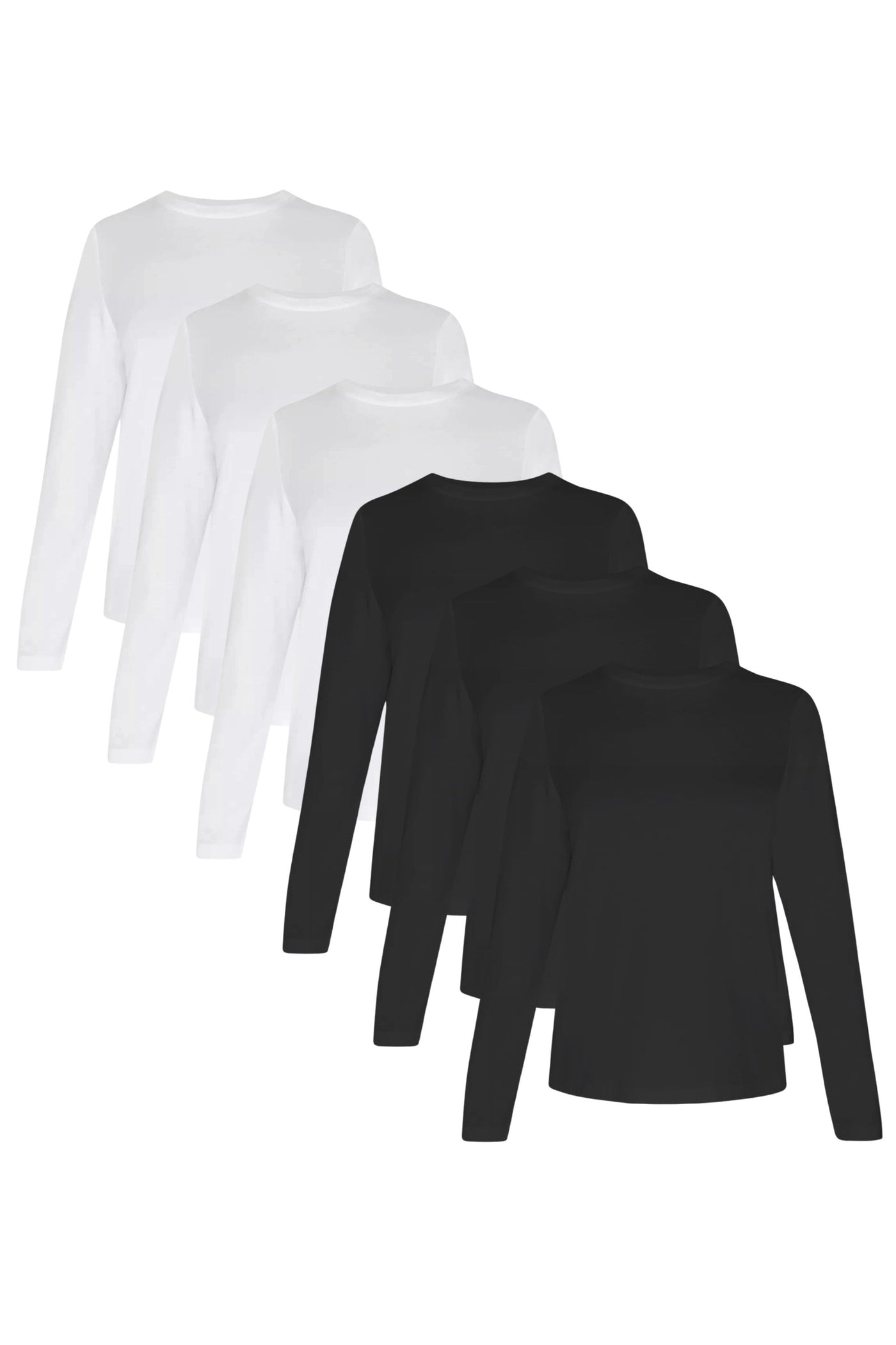 6-Pack Women's Long Sleeve Black & White | Organic Cotton, Sustainable & Super Soft