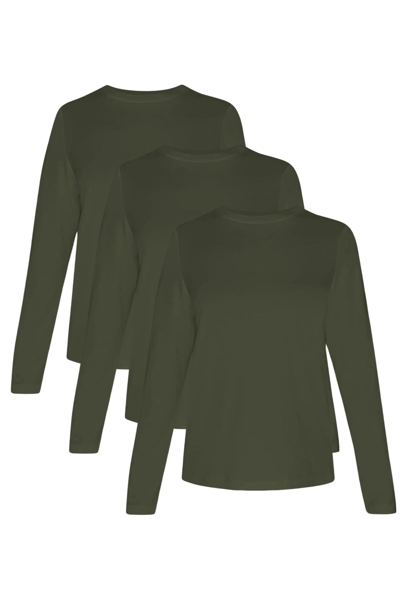 3-Pack Women's Long Sleeve Olive | Organic Cotton, Sustainable & Super Soft