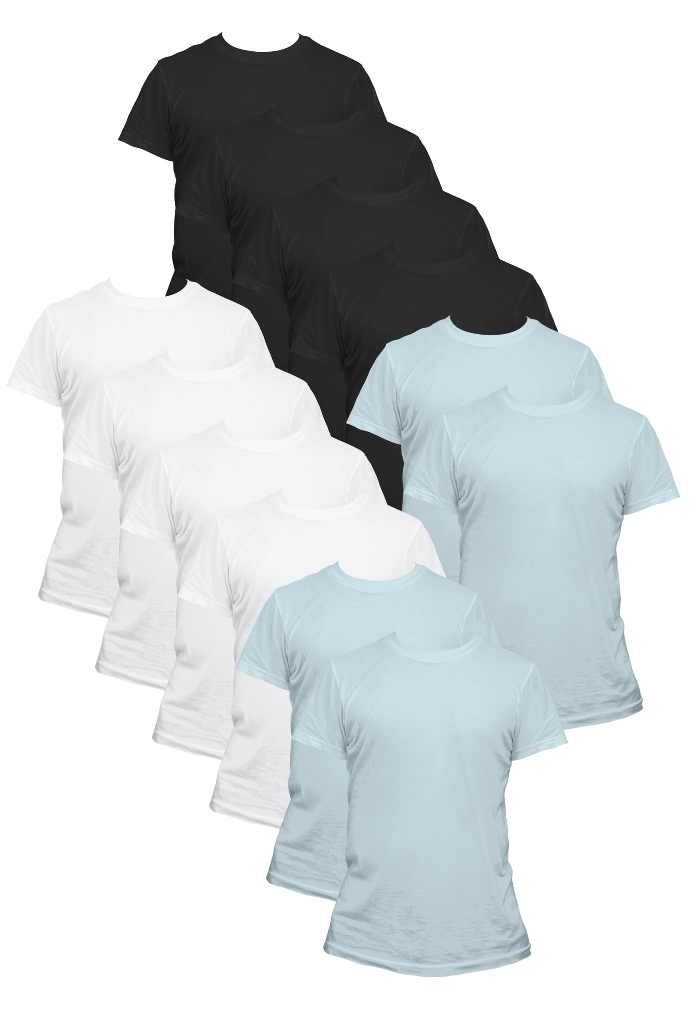 12-Pack Women's Short Sleeve Sky Blue, White, & Black | Organic Cotton, Fair Trade & Timeless