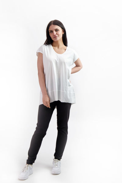 White tunic women boxy with sleeves