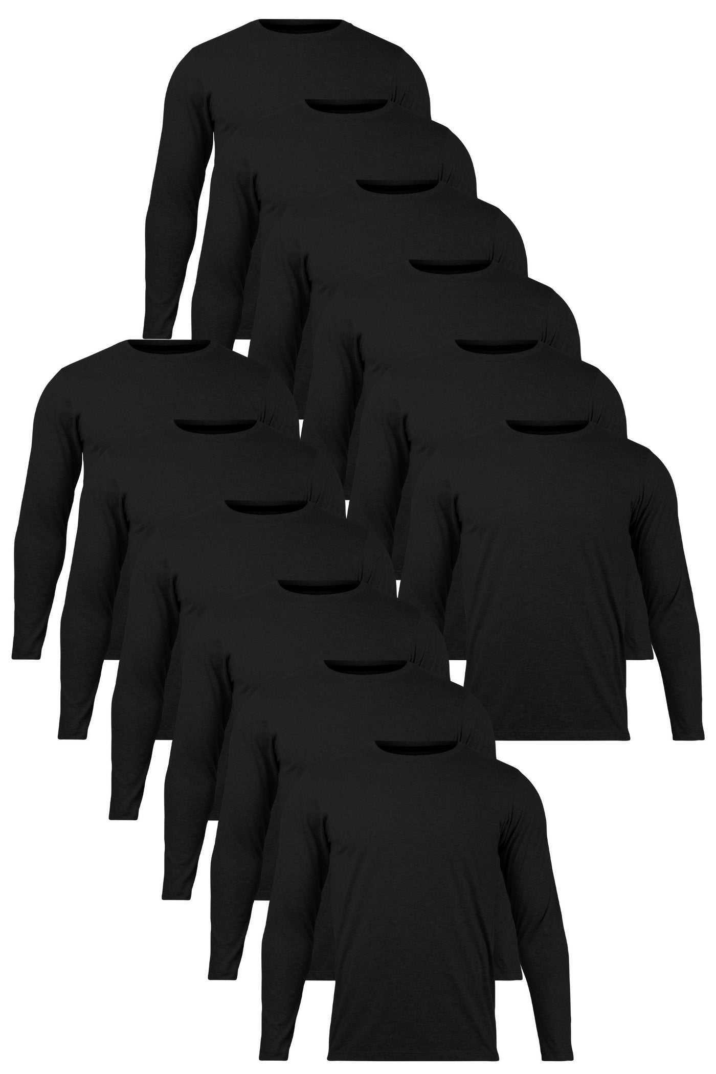 Unisex Long Sleeve Black T-Shirt 12 Pack | Super Soft, Durable & Sustainable Basics