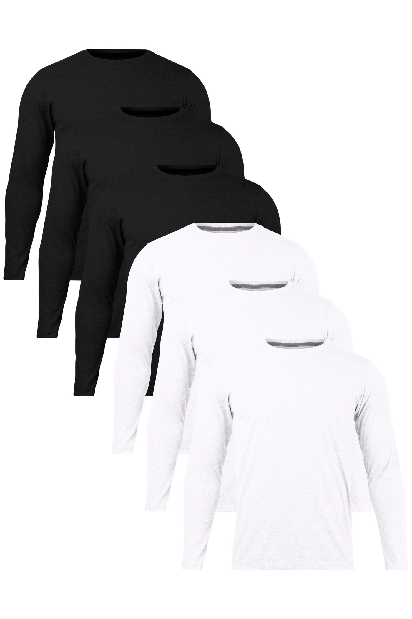 6-Pack Gender-Neutral Long Sleeve Black & White T-Shirts | Organic Cotton, Soft & Durable Essentials