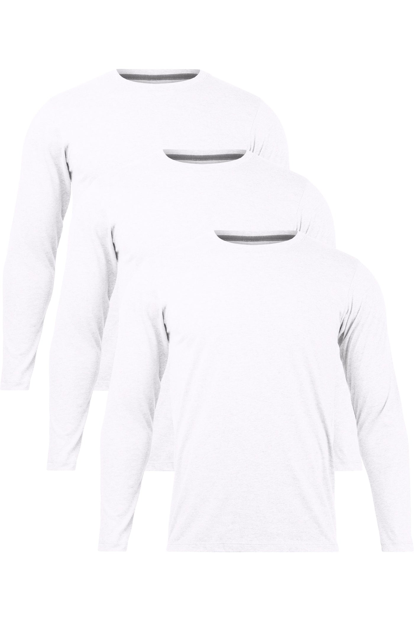 3-Pack Gender-Neutral Long Sleeve White T-Shirts | Organic Cotton, Soft & Durable Essentials