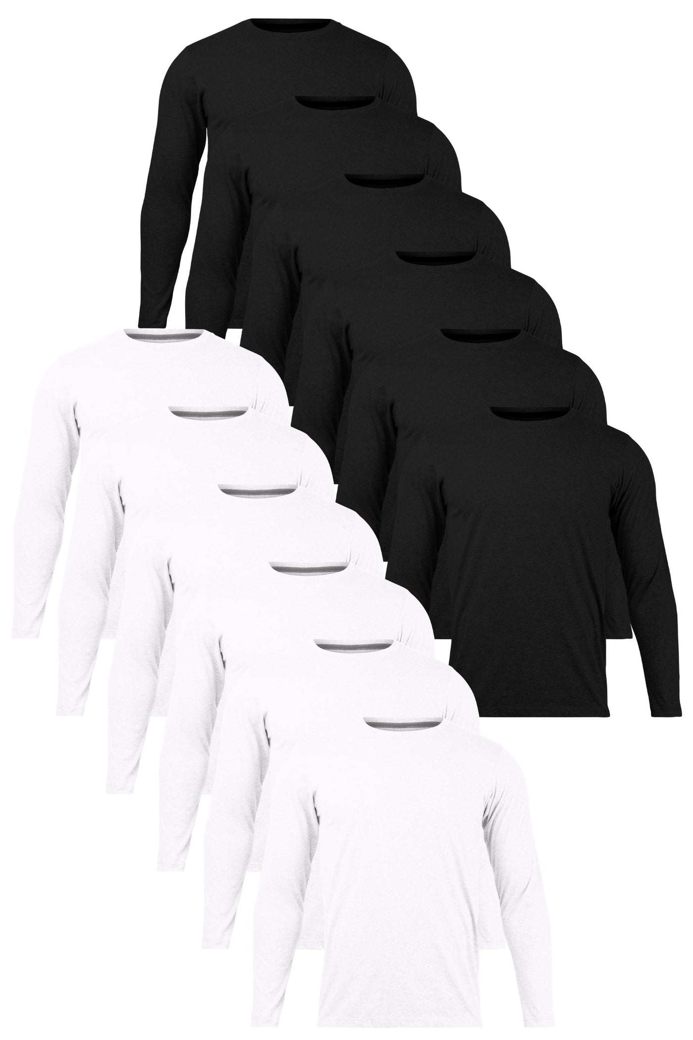 Unisex Long Sleeve  Black & White T-Shirt 12 Pack | Super Soft, Durable & Sustainable Basics