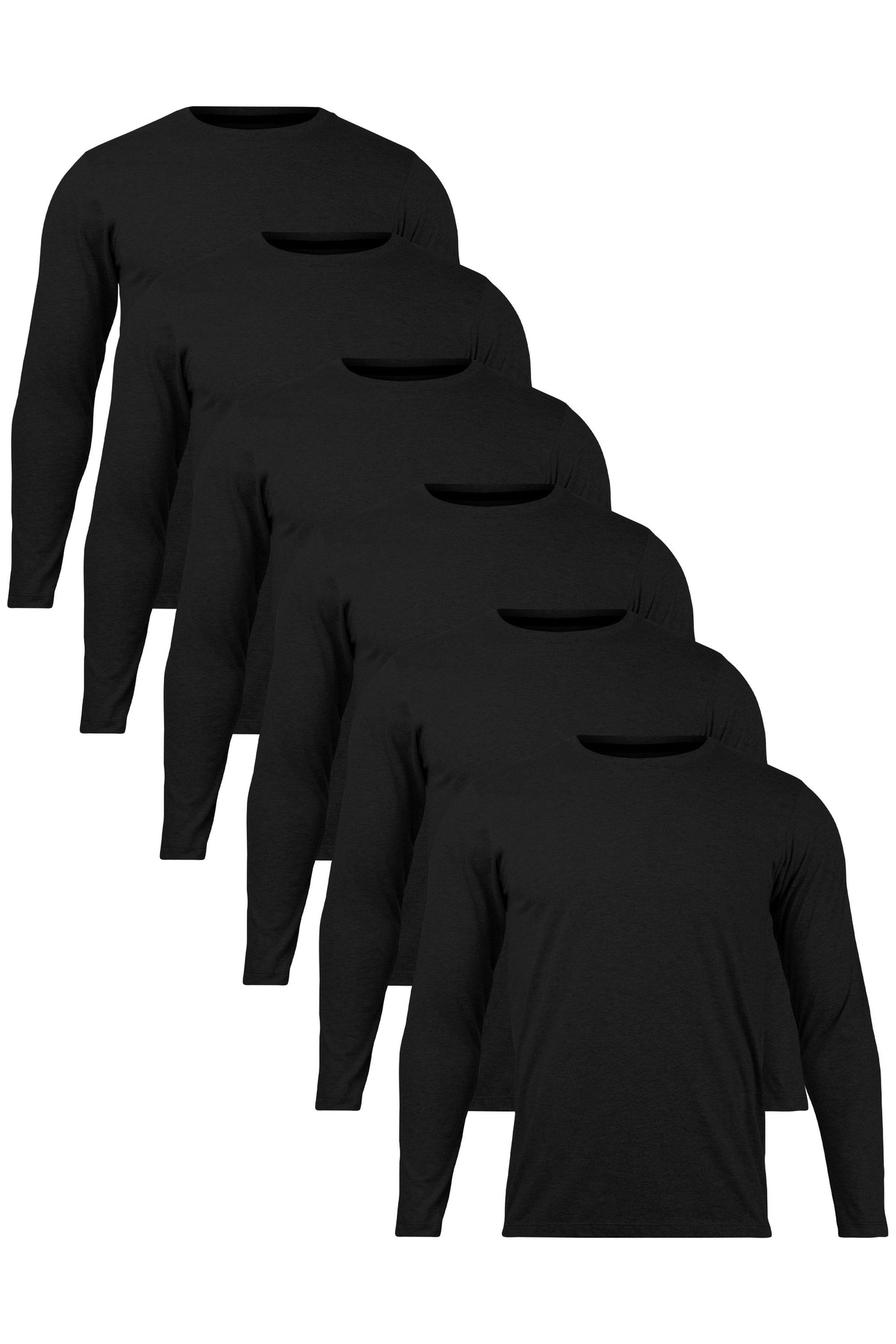 6-Pack Gender-Neutral Long Sleeve Black T-Shirts | Organic Cotton, Soft & Durable Essential