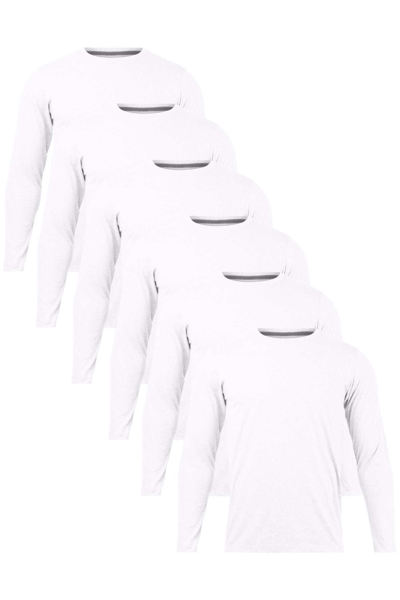 6-Pack Gender-Neutral Long Sleeve White T-Shirts | Organic Cotton, Soft & Durable Essentials