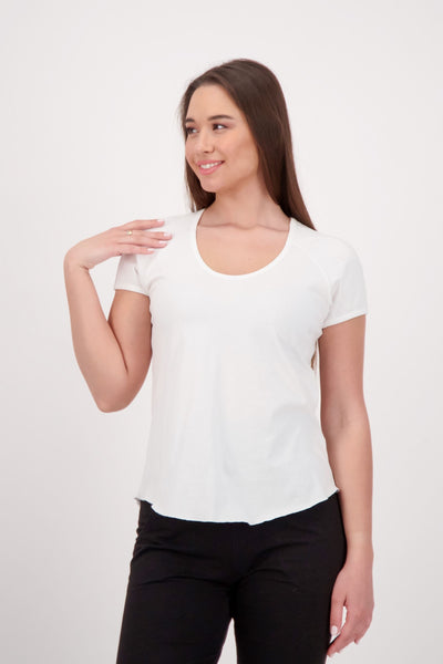 organic cotton sustainable raglan t shirt in white 