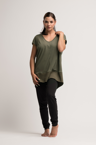 boxy tunic in black for women