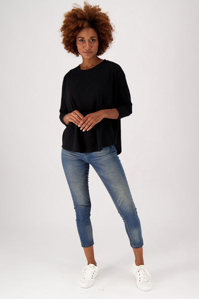 womens black sustainable long sleeve t-shirt