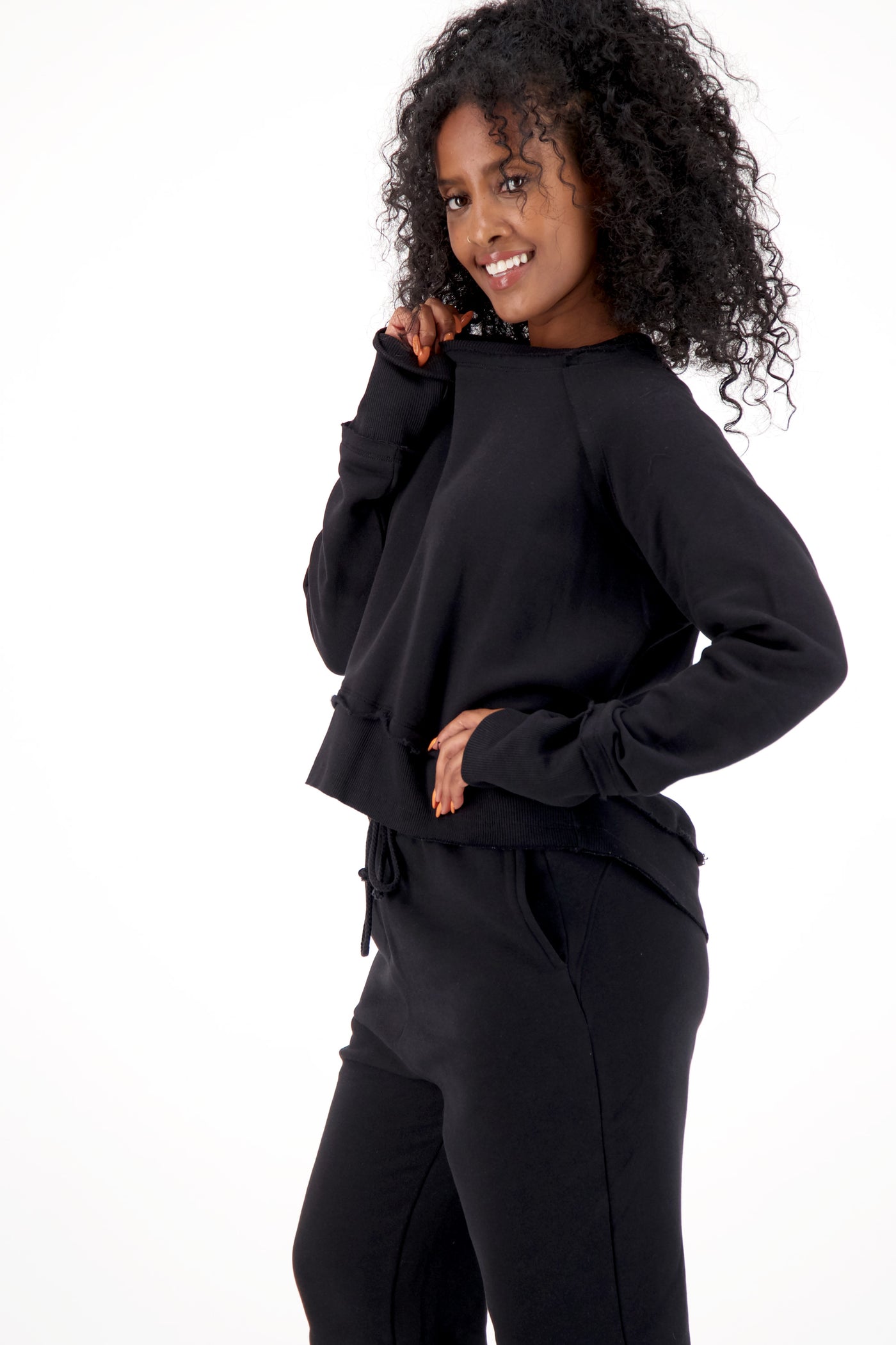 Organic Cotton Fleece Tunic Black Women 