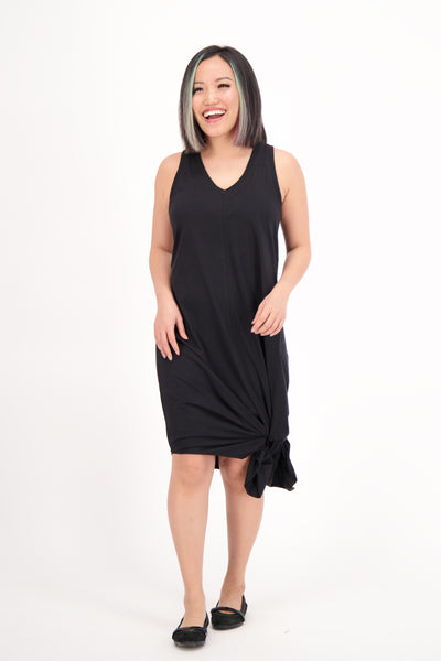black organic cotton sleeveless dress